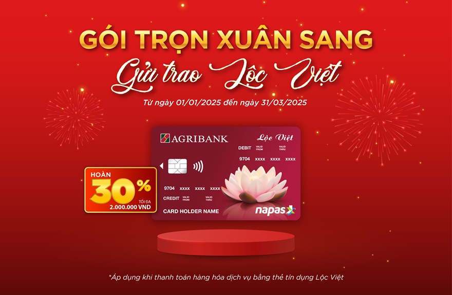 Agribank triển khai chương trình khuyến mại “Gói trọn xuân sang, gửi trao Lộc Việt” - Ảnh 1.