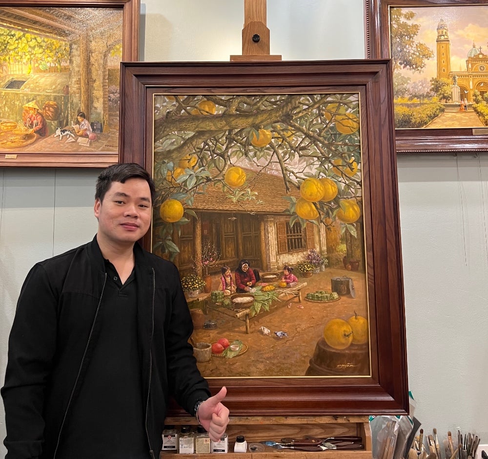 Người xem xúc động trước khung cảnh bình yên trong bộ tranh "Tết của những ngày xưa"- Ảnh 1.