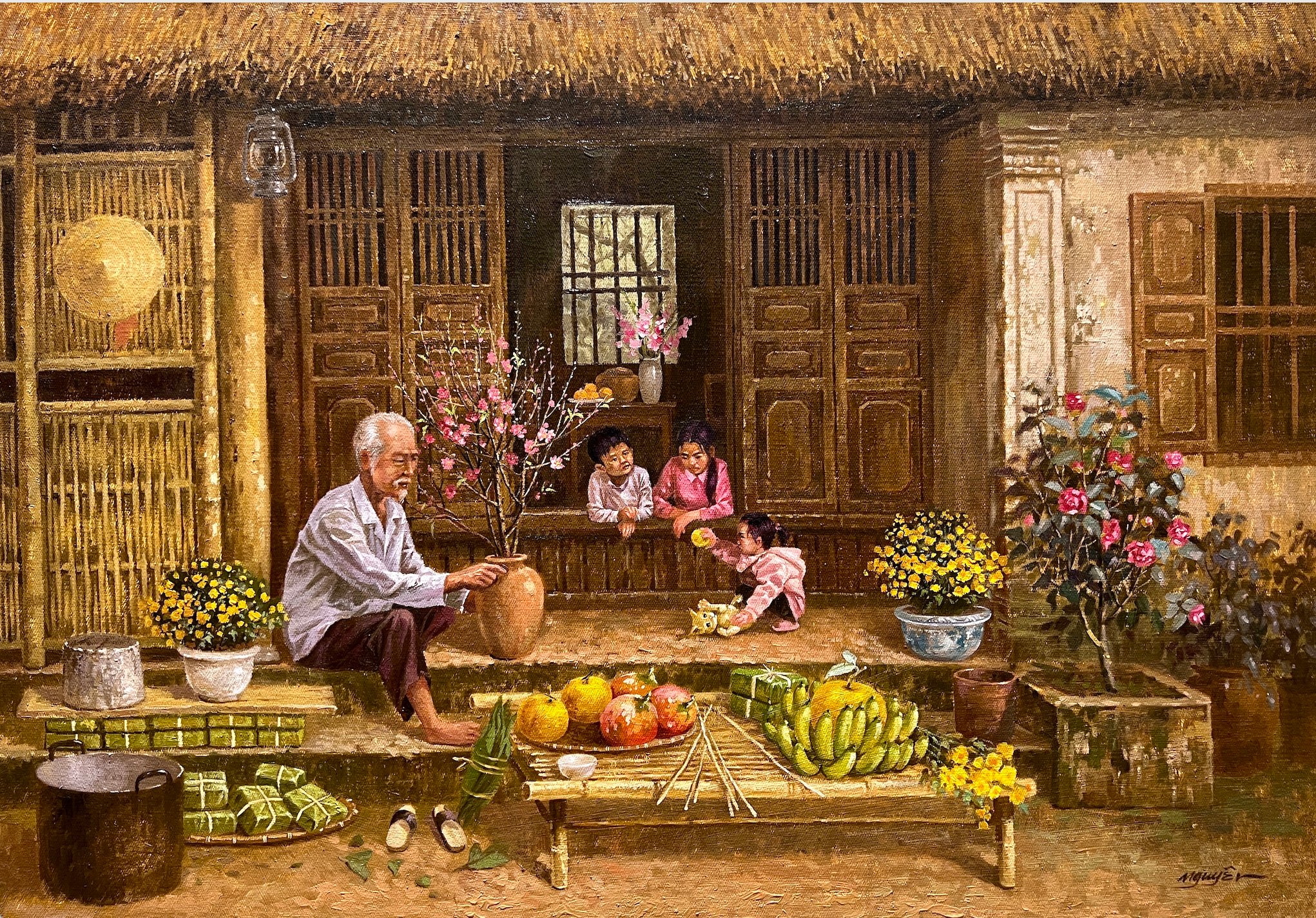 Người xem xúc động trước khung cảnh bình yên trong bộ tranh "Tết của những ngày xưa"- Ảnh 8.
