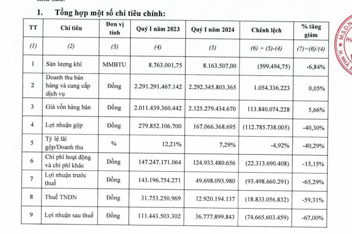 KQKD quý I/2024: Lợi nhuận PV GAS D "bốc hơi" 67%- Ảnh 1.