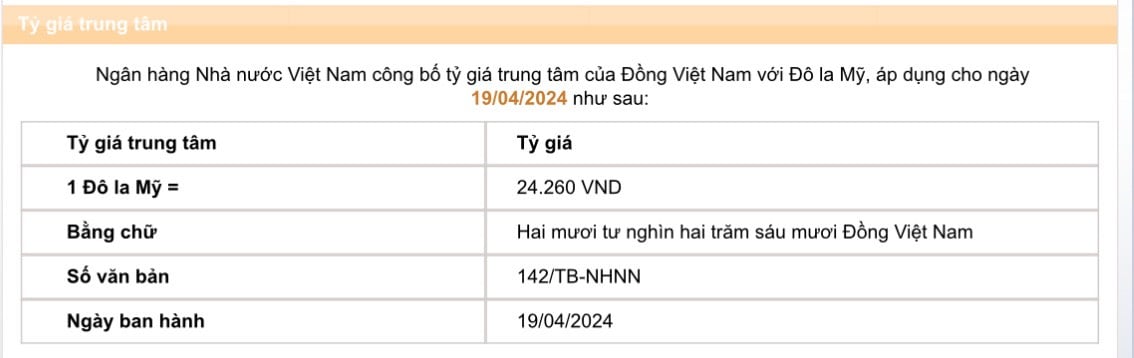 Giá USD hôm nay 19/4: Ngân hàng Nhà nước mạnh tay, tỷ giá trung tâm tăng vọt- Ảnh 2.