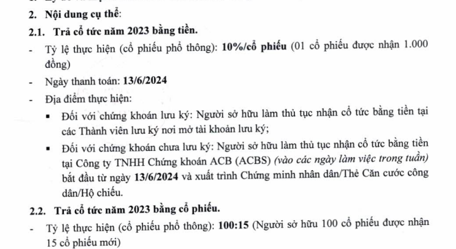 ACB chốt quyền chia cổ tức bằng tiền và cổ phiếu, tỷ lệ 25%- Ảnh 1.