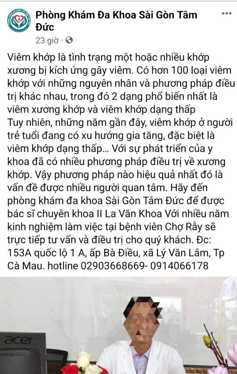 Phòng khám ở Cà Mau quảng cáo không đúng sự thật trên mạng xã hội- Ảnh 1.
