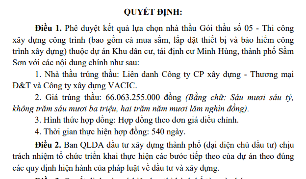 Chân dung liên danh duy nhất "ẵm" gói thầu 66 tỷ đồng thuộc dự án Khu dân cư, tái định cư tại TP. Sầm Sơn- Ảnh 1.