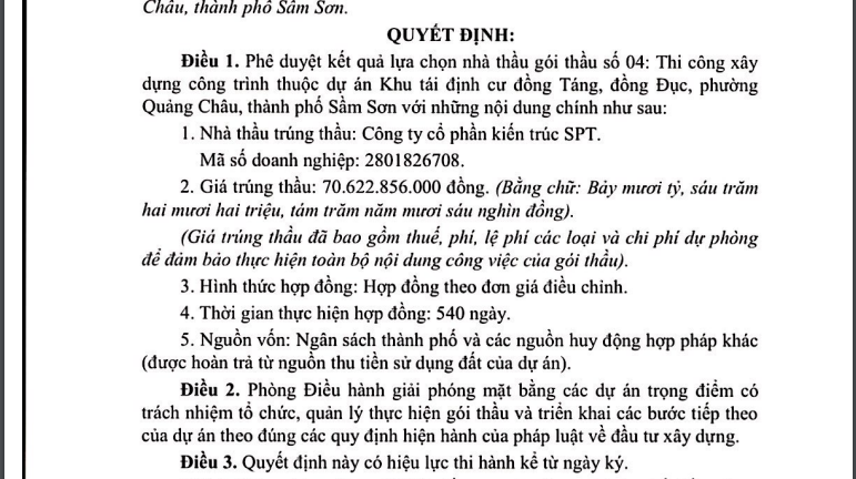 Nhà thầu duy nhất trúng thầu Dự án Khu tái định cư đồng Táng (Thanh Hóa) là ai?- Ảnh 1. Nhà thầu duy nhất trúng thầu Dự án Khu tái định cư đồng Táng (Thanh Hóa) là ai?- Ảnh 1.