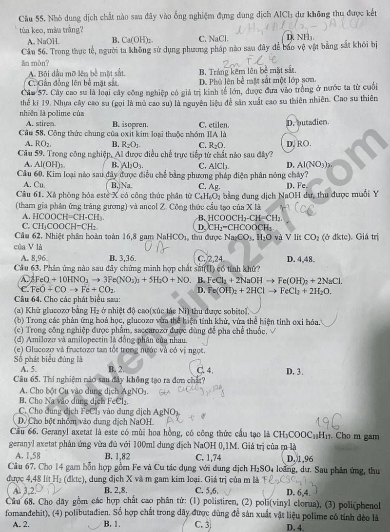 Đề thi thử môn Hóa tốt nghiệp THPT 2024 của Nam Định lần 2 - Ảnh 2.