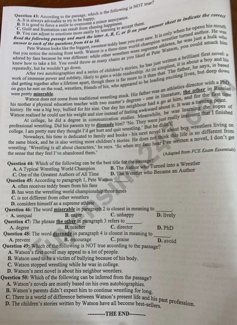 Đề thi thử môn Tiếng Anh tốt nghiệp THPT 2024 có đáp án của Nam Định lần 2- Ảnh 4.
