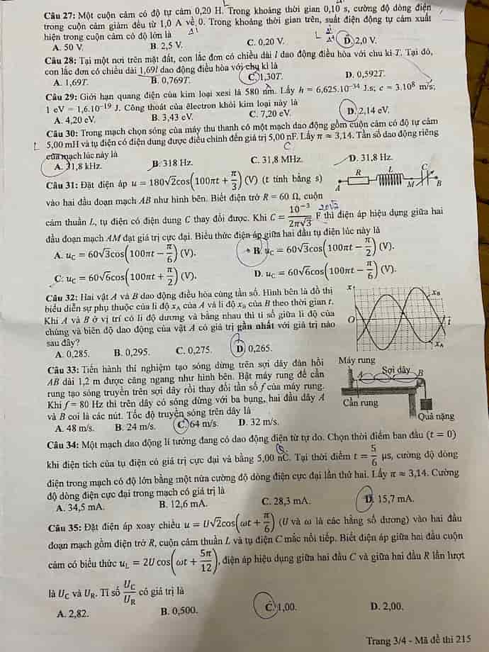Đề thi môn Vật lý, Hóa học, Sinh học tốt nghiệp THPT 2024 nhanh nhất- Ảnh 8.