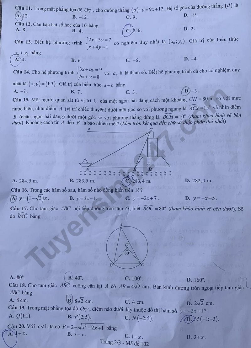 Đề thi môn Toán vào lớp 10 năm 2024 của Bắc Giang có gợi ý đáp án- Ảnh 3.