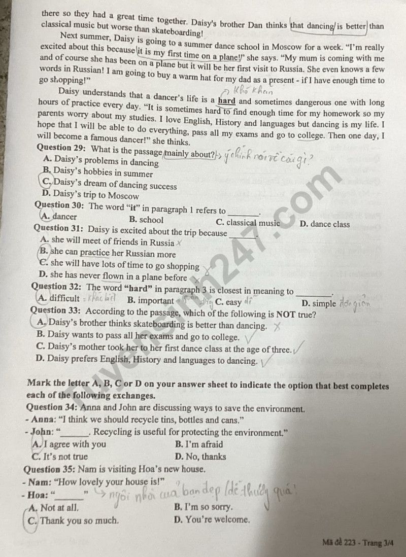 Đề thi môn Tiếng Anh vào lớp 10 năm 2024 của Cần Thơ có gợi ý đáp án- Ảnh 3.
