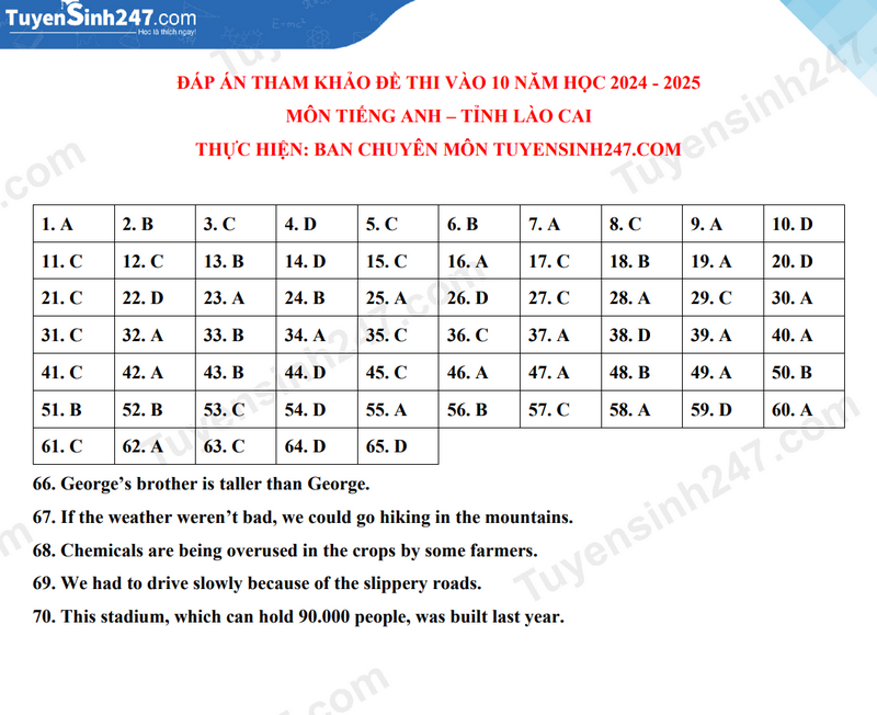 Đề thi môn Tiếng Anh vào lớp 10 năm 2024 của Lào Cai có gợi ý đáp án- Ảnh 5.
