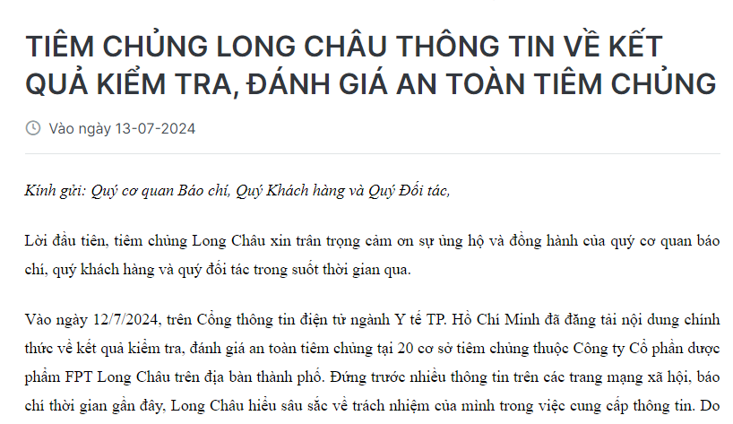 "Ông lớn" bán lẻ nói gì về kết quả kiểm tra, đánh giá an toàn tiêm chủng tại Tiêm chủng Long Châu?- Ảnh 1.