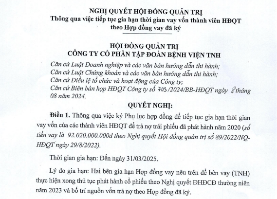 Bệnh viện TNH gia hạn thời gian trả nợ cho thành viên HĐQT- Ảnh 1.