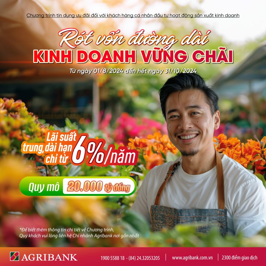Ưu đãi khách hàng cá nhân vay vốn đầu tư hoạt động sản xuất kinh doanh với lãi suất trung,dài hạn chỉ từ 6,0%/năm- Ảnh 1.