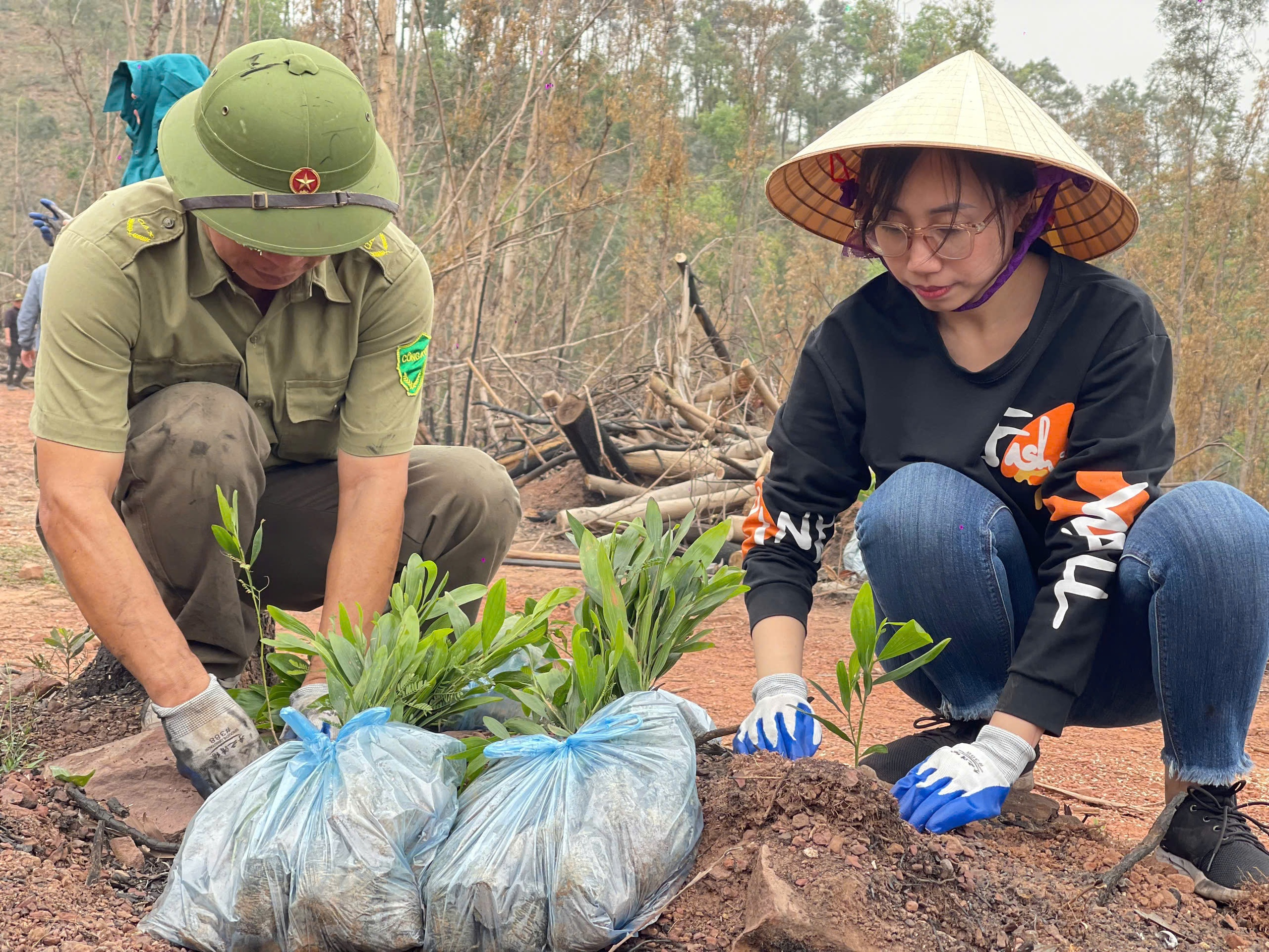 Hội Nông dân phường Thuỷ Đường tham gia trồng cây góp phần phủ xanh núi Sơn Đào - Ảnh 4.
