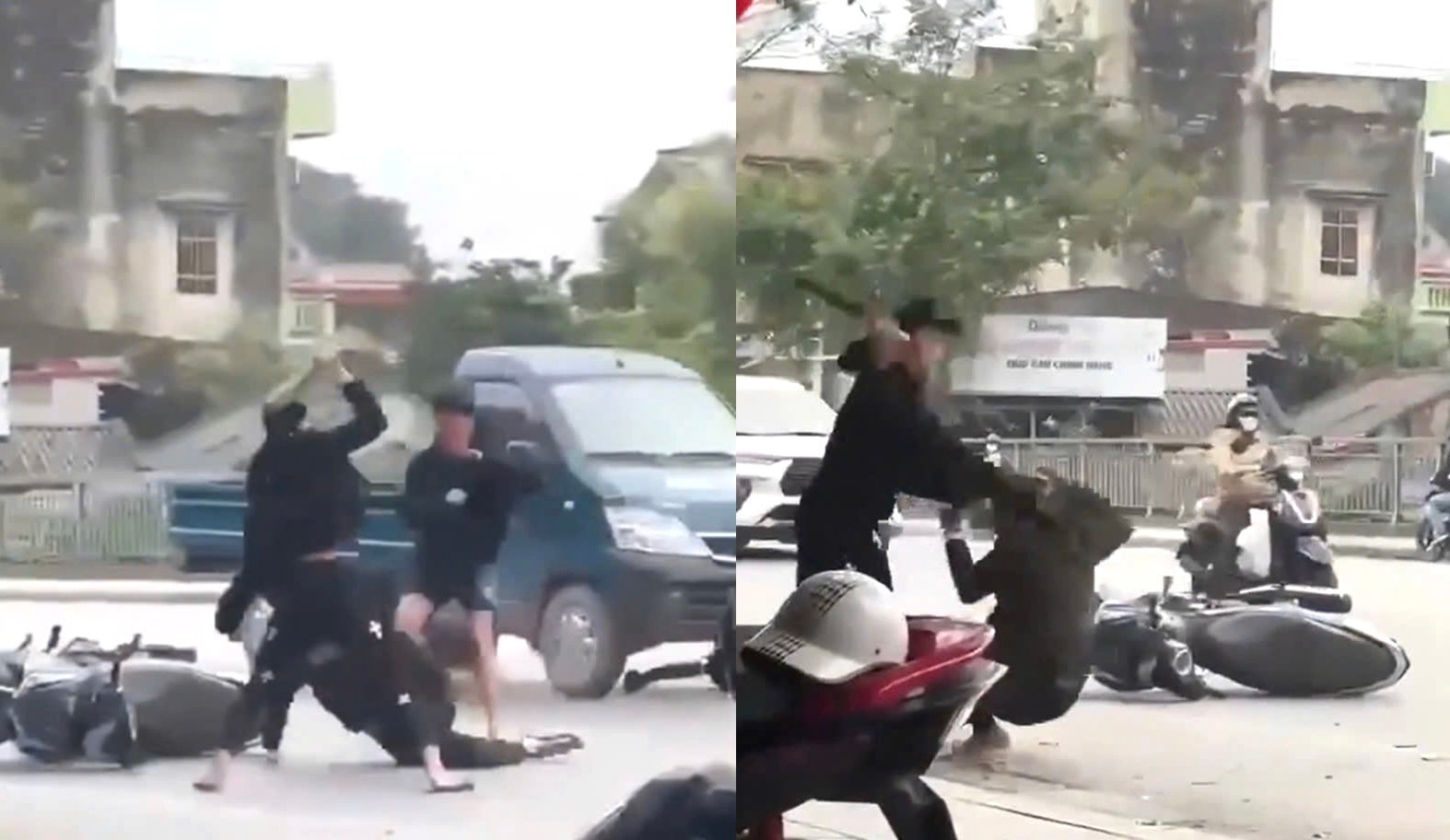 Công an vào xác minh nam thanh niên cầm dao chém người trên phố - Ảnh 2.