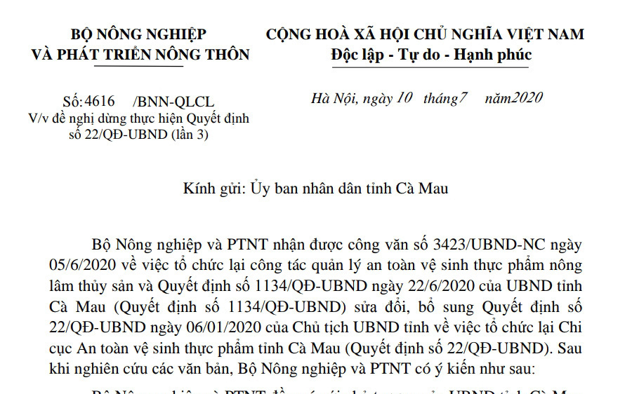 Vì sao tỉnh Cà Mau bị Bộ NNPTNT &quot;tuýt còi&quot; 3 lần?