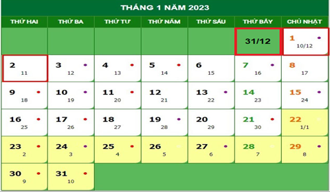 Lịch nghỉ Tết Dương lịch 2023 của công chức, người lao động