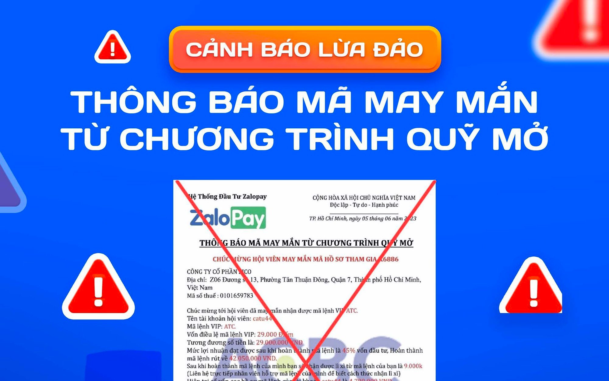 ZaloPay cảnh báo người dùng trước hình thức lợi dụng ví điện tử để lừa đảo