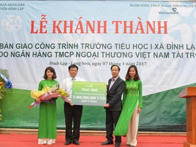 Khánh thành và bàn giao công trình Trường Tiểu học 1 xã Đình Lập do Vietcombank tài trợ 3 tỷ đồng