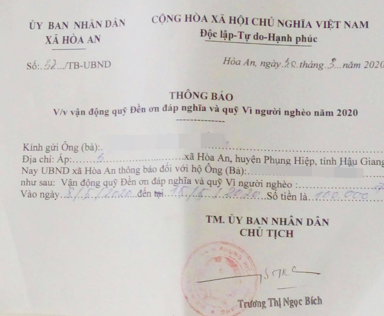 Hậu Giang: Kiểm tra việc hộ nghèo, cận nghèo phải đóng tiền cho quỹ vì người nghèo - Ảnh 1.