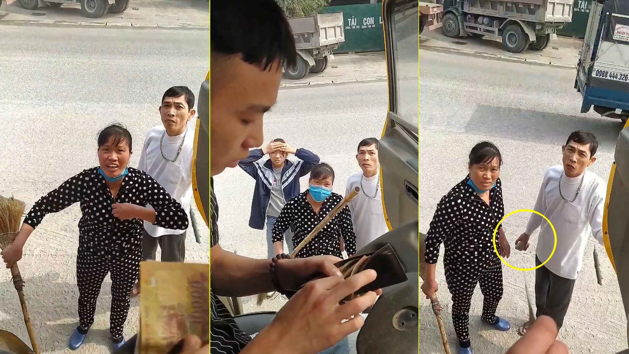 Cặp vợ chồng ở Hà Nam dọa “cởi đồ”, cầm đá và cán chổi bắt tài xế trả 100 nghìn tiền đỗ xe - Ảnh 2.