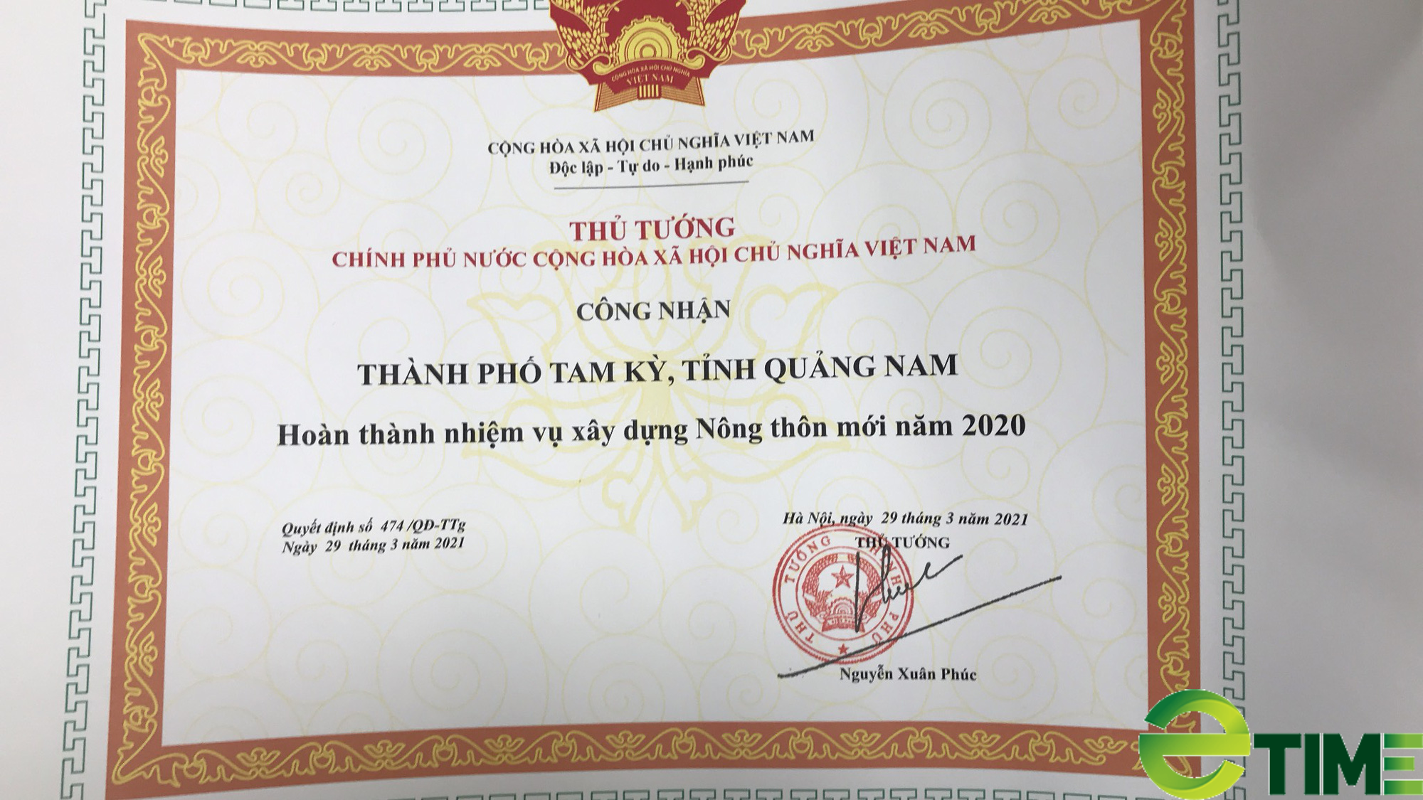 Quảng Nam: Thủ tướng công nhận thành phố Tam Kỳ đạt chuẩn Nông thôn mới - Ảnh 1. Quảng Nam: Thủ tướng công nhận thành phố Tam Kỳ đạt chuẩn Nông thôn mới - Ảnh 1.