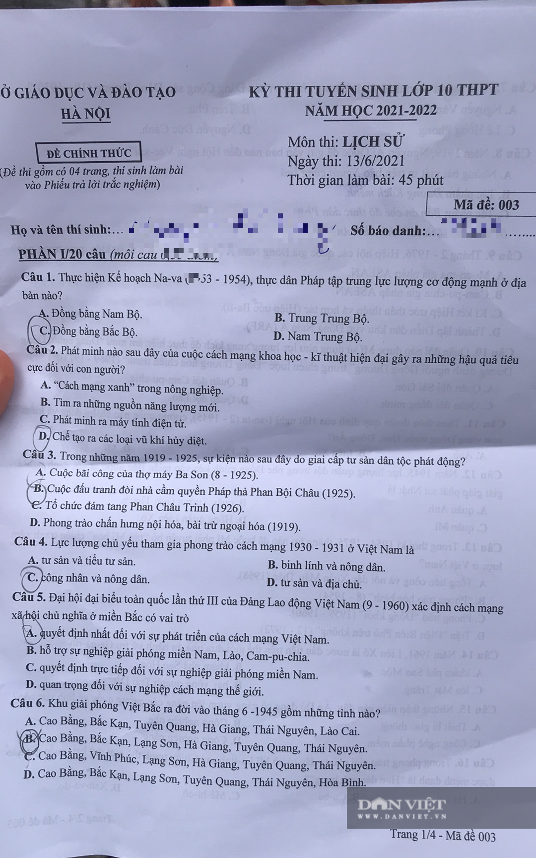 Đề thi Lịch sử vào lớp 10 Hà Nội: Thí sinh hoan hỉ với môn thi cuối kết thúc kỳ thi - Ảnh 1.