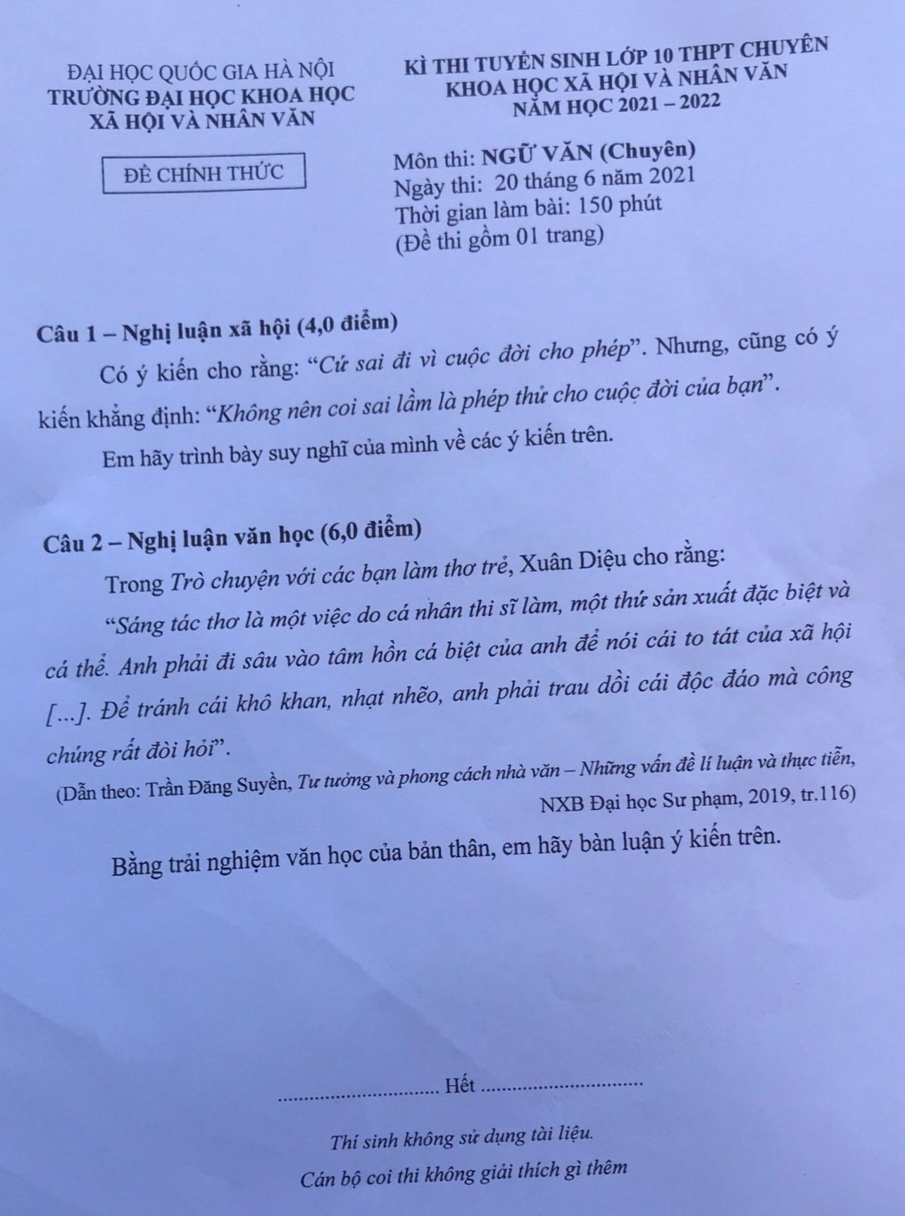Giữa cái nắng 40 độ, thí sinh thi vào lớp 10 Chuyên gặp ngay Đề thi Văn &quot;Quá hay&quot; - Ảnh 1.