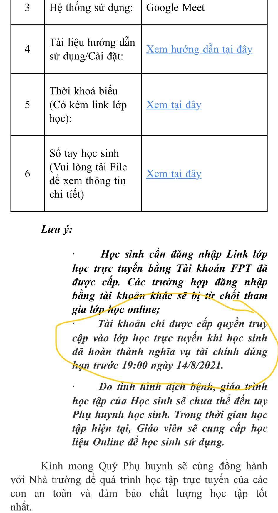 Phụ huynh có con học Trường Tiểu học-THCS FPT &quot;cầu cứu&quot; vì các khoản học phí đầu năm  - Ảnh 2.