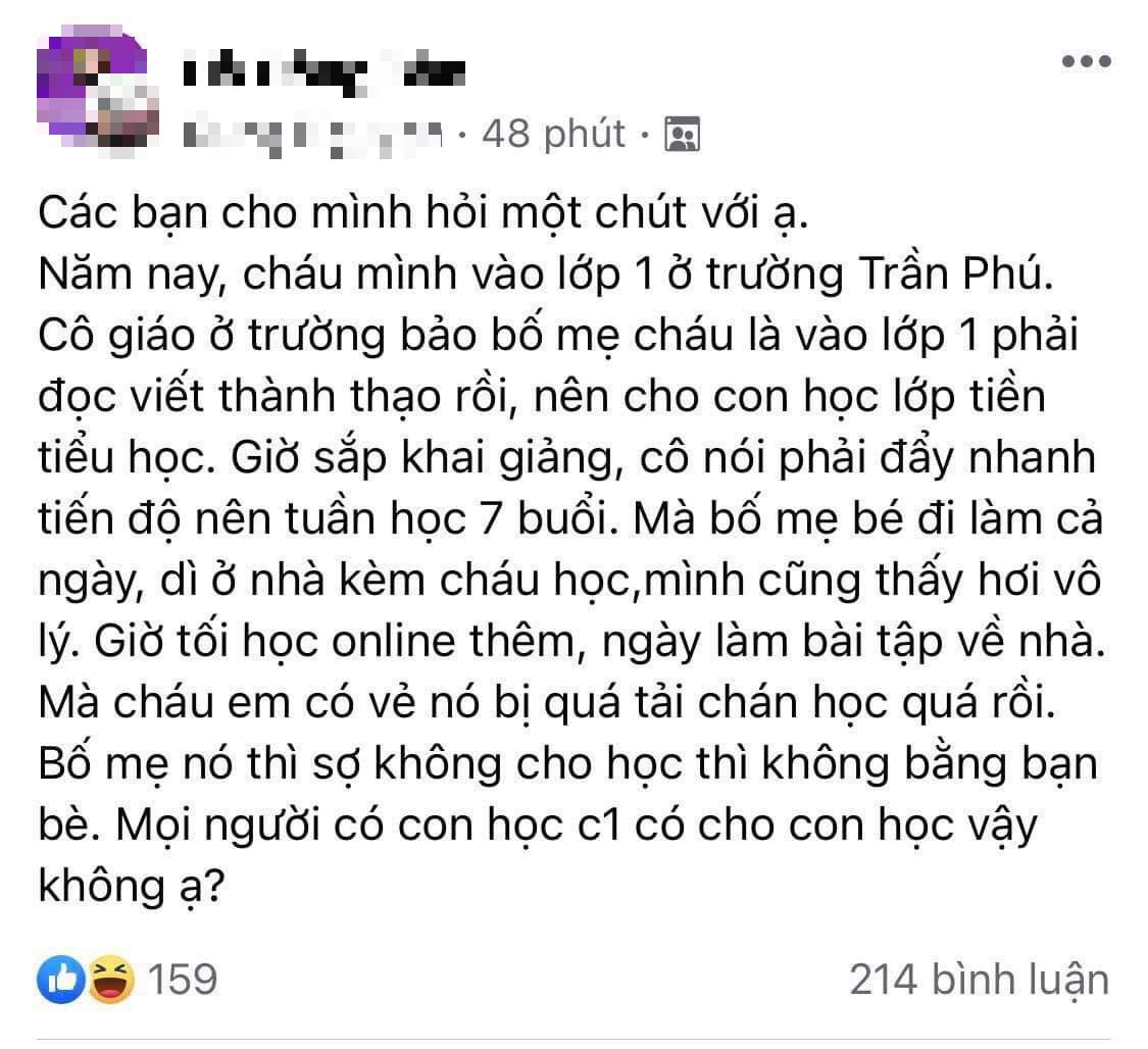 Vụ giáo viên yêu cầu &quot;học sinh vào lớp 1 đọc viết thông thạo, tuần học 7 buổi&quot;: Nhà trường lên tiếng - Ảnh 1.