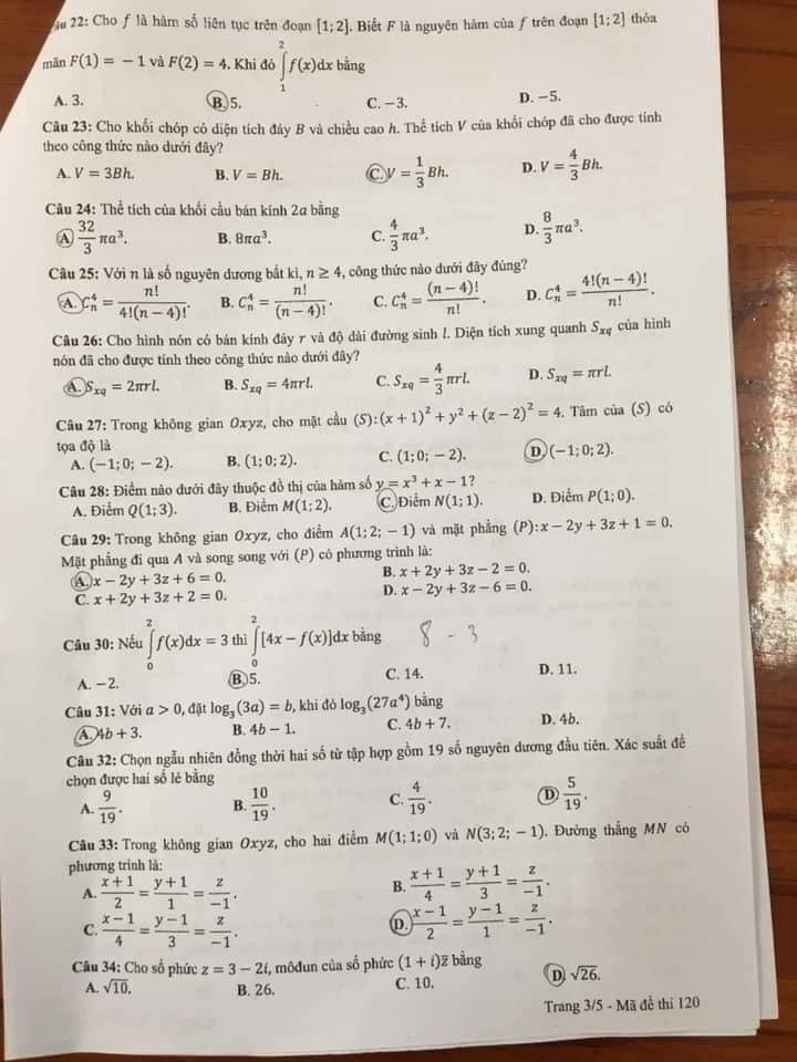 Đề thi và gợi ý đáp án môn Toán thi tốt nghiệp THPT năm 2021 đợt 2 - Ảnh 3.