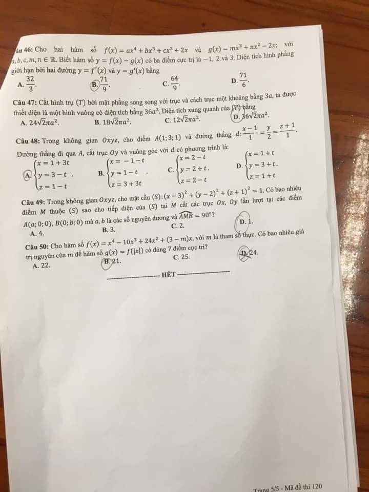Đề thi và gợi ý đáp án môn Toán thi tốt nghiệp THPT năm 2021 đợt 2 - Ảnh 5.