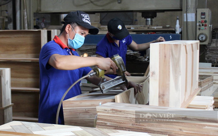Công nhân làm việc bên trong nhà máy chế biến gỗ nội thất ở TP.Thuận An (Bình Dương). Ảnh: Trần Khánh