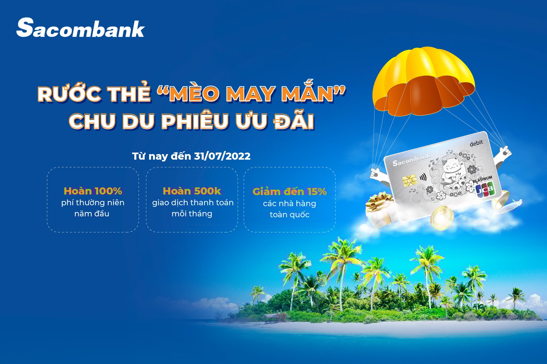 COMBO hoàn tiền cực chất dành cho khách hàng đăng ký mới mở thẻ thanh toán Sacombank JCB Planium - Ảnh 1.