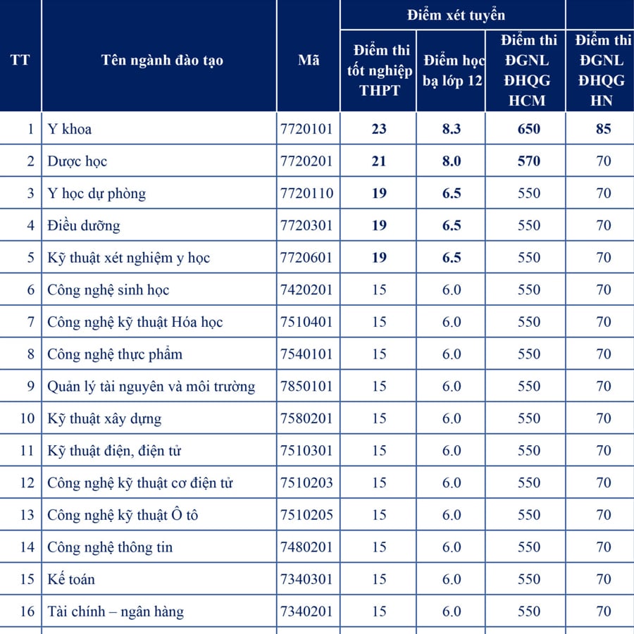 Trường ĐH Nguyễn Tất Thành công bố điểm sàn năm 2022, dao động từ 15 - 23 điểm - Ảnh 4.