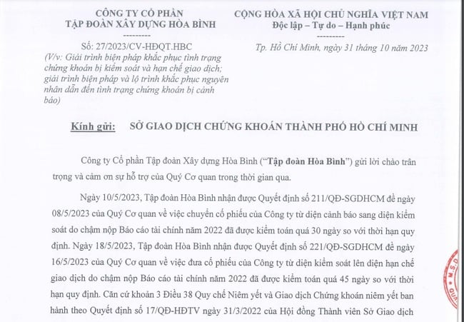 Cổ phiếu HBC vào diện &quot;theo dõi đặc biệt&quot;, ông Lê Viết Hải giải trình gì? - Ảnh 2.