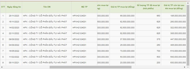 Đầu tư Hải Phát (HPX) tiếp tục chi hàng chục tỷ đồng mua lại trái phiếu trước hạn - Ảnh 1.