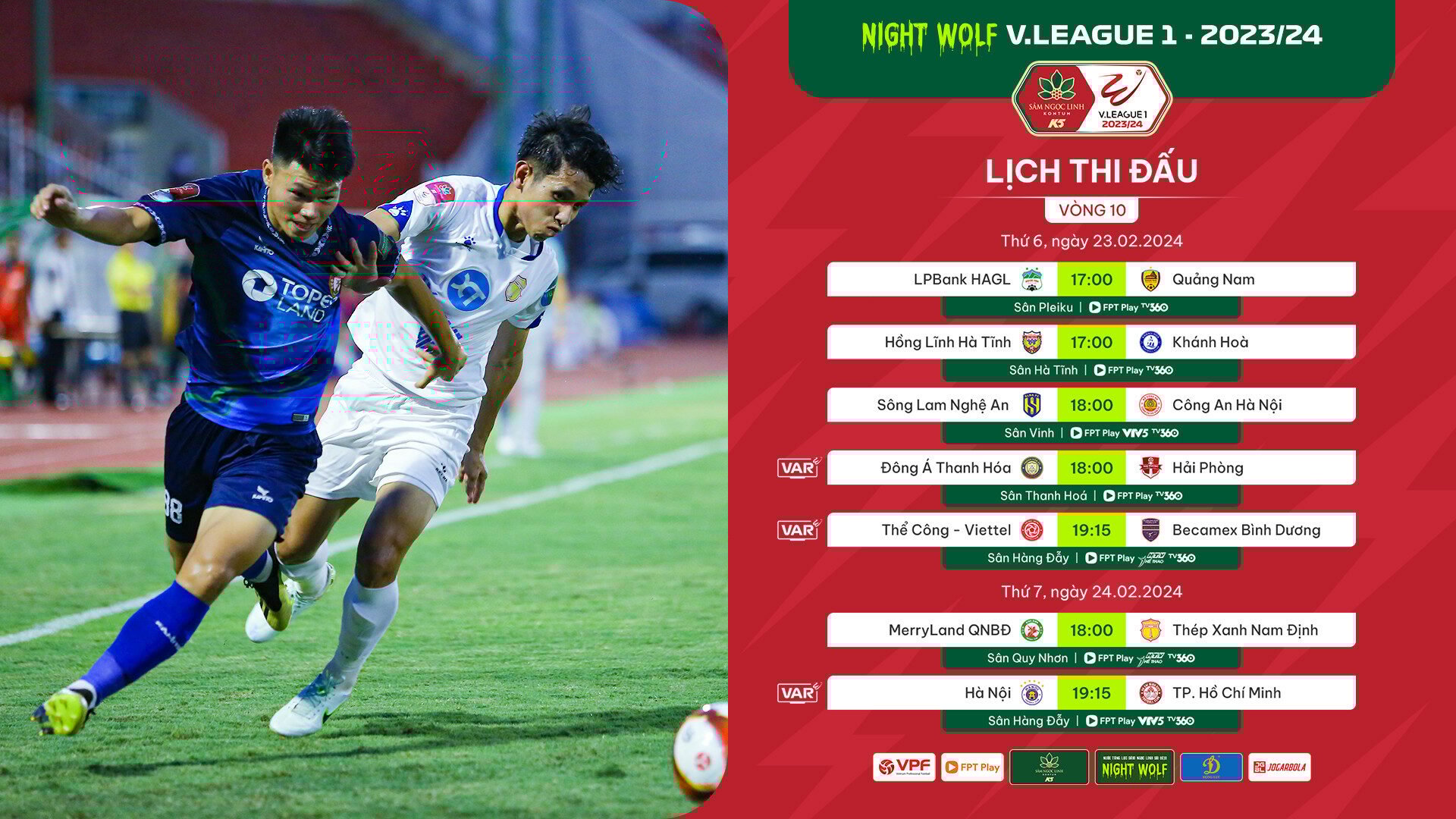 Lịch phát sóng trực tiếp vòng 10 V.League 2023/2024: Tâm điểm SLNA - CLB CAHN- Ảnh 1.
