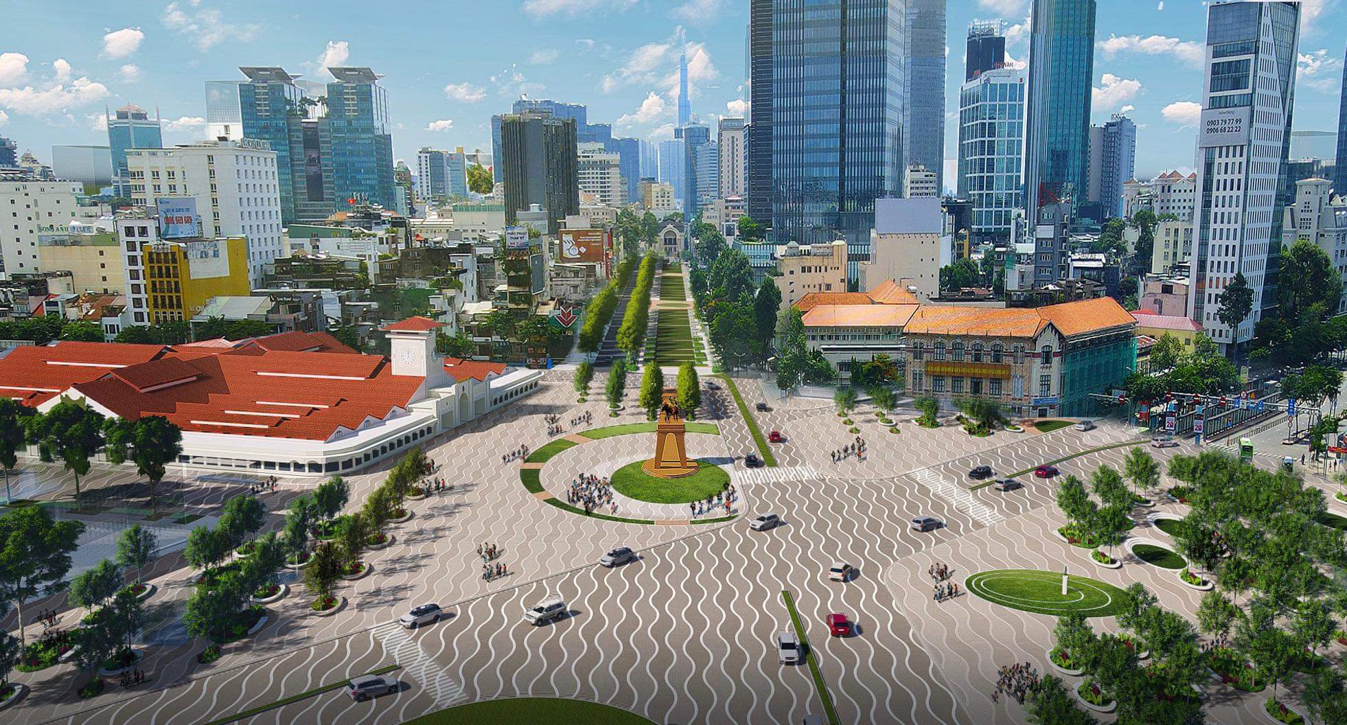 Lộ diện cảnh quan tuyệt đẹp trước chợ Bến Thành, điểm check-in mới của TP.HCM - Ảnh 1.