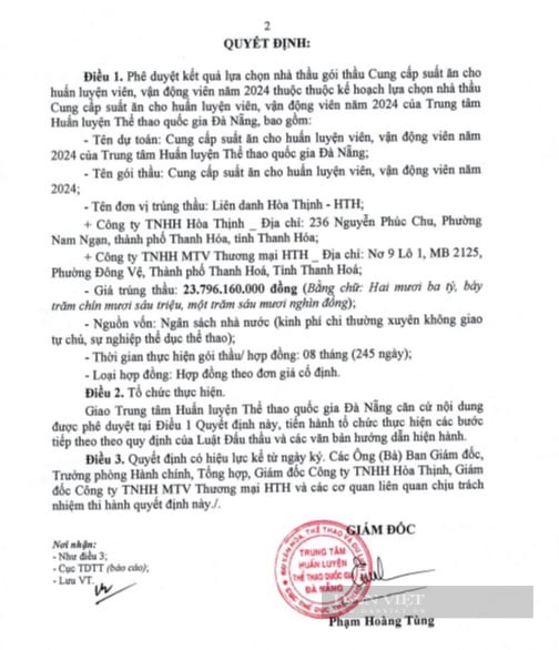 Công ty Hòa Thịnh tiếp tục trúng gói thầu cung cấp suất ăn tại Trung tâm Huấn luyện thể thao Quốc gia Đà Nẵng- Ảnh 2.