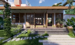 Gia đình 3 thế hệ về quê xây nhà mái ngói đẹp như resort trên diện tích đất 450m2, trị giá 2,5 tỷ