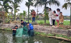 Lạnh co ro, gió bấc phào phào, dân Thanh Hóa lội ao bắt cá ăn Tết, cá trắm cỏ, cá vược to bự thế này