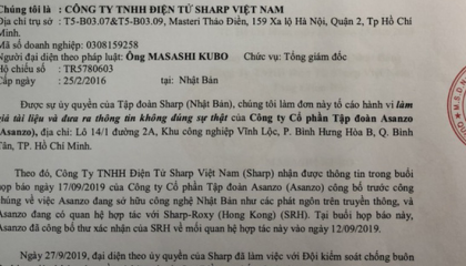 Sharp Việt Nam tiếp tục tố cáo Asanzo của ông Phạm Văn Tam giả mạo tài liệu