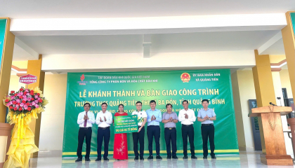 PVFCCo khánh thành Nhà lớp học và chức năng Trường THCS Quảng Tiên