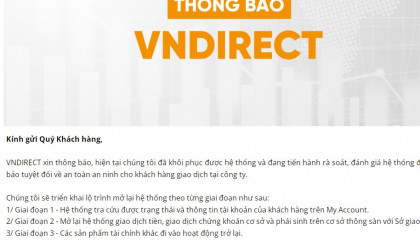 Sáng nay, VNDirect sẽ kết nối lại với các Sở giao dịch chứng khoán?