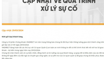 Hệ thống giao dịch của VNDirect dự kiến hoạt động trở lại vào 1/4?