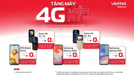 Viettel tặng miễn phí điện thoại 4G cho khách hàng 2G