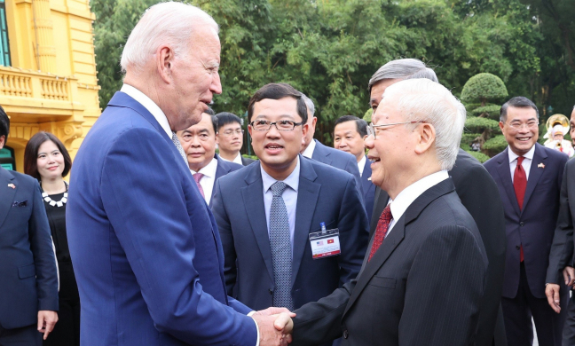 Tổng Bí thư Nguyễn Phú Trọng chủ trì lễ đón Tổng thống Mỹ Joe Biden tại Phủ Chủ tịch