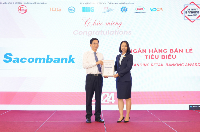 Sacombank liên tiếp 7 năm được vinh danh tại giải thưởng Ngân hàng Việt Nam tiêu biểu